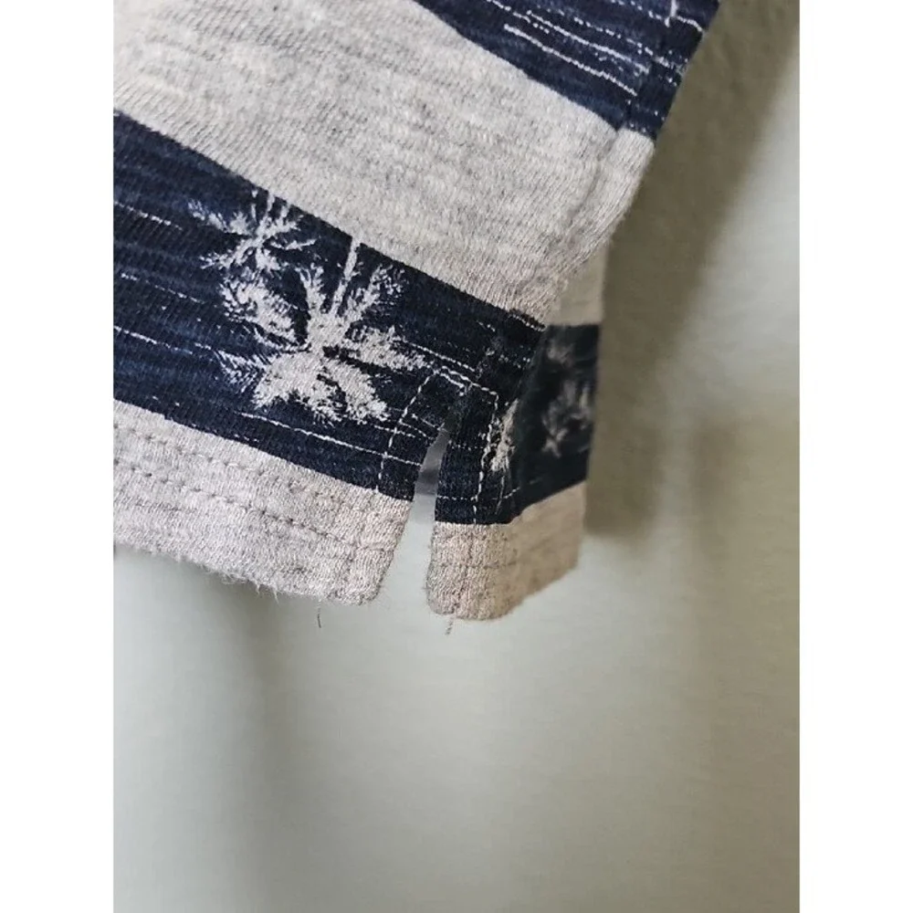 Gymboree Boys Size 5T Grey Navy Blue Palm Tree Striped Short Sleeve Polo Shirt